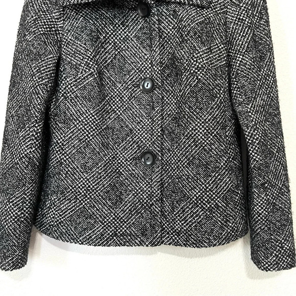 Talbots Wool Tweed Black Glen Plaid Blazer Jacket Size 4 Petite - Picture 4 of 12